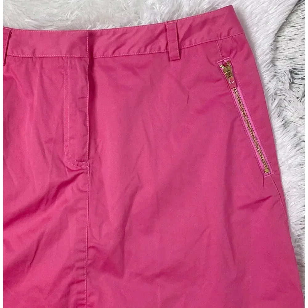 Liz Claiborne Golf Skirt Skort Women's 6 Pink Gold Zip‎ Pockets